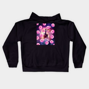 Warrior Space Cat On Wolf Unicorn - Donut Kids Hoodie